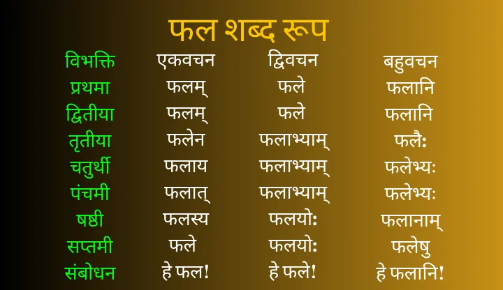fal shabd roop in sanskrit